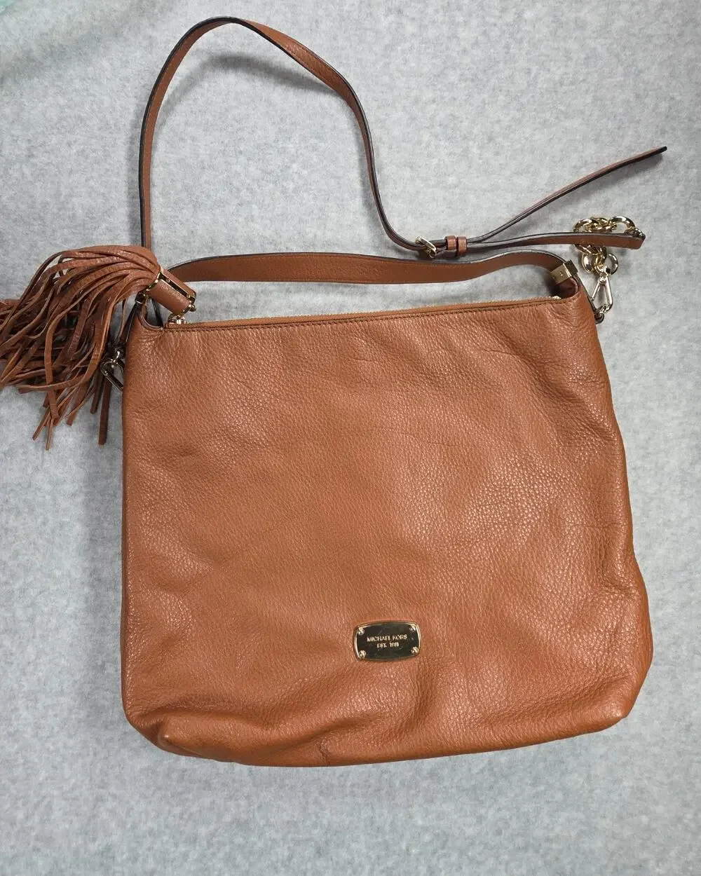 Michael Kors Bedford Large Convertible Hobo Crossbody Bag Luggage Brown Leather